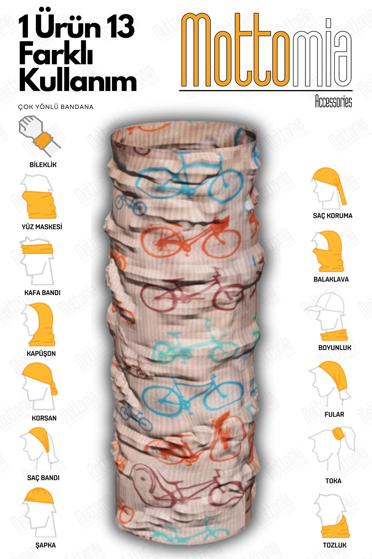 Buff - Bisiklet Desen Baskılı Buff - 4 Mevsim Buff - Görsel 2