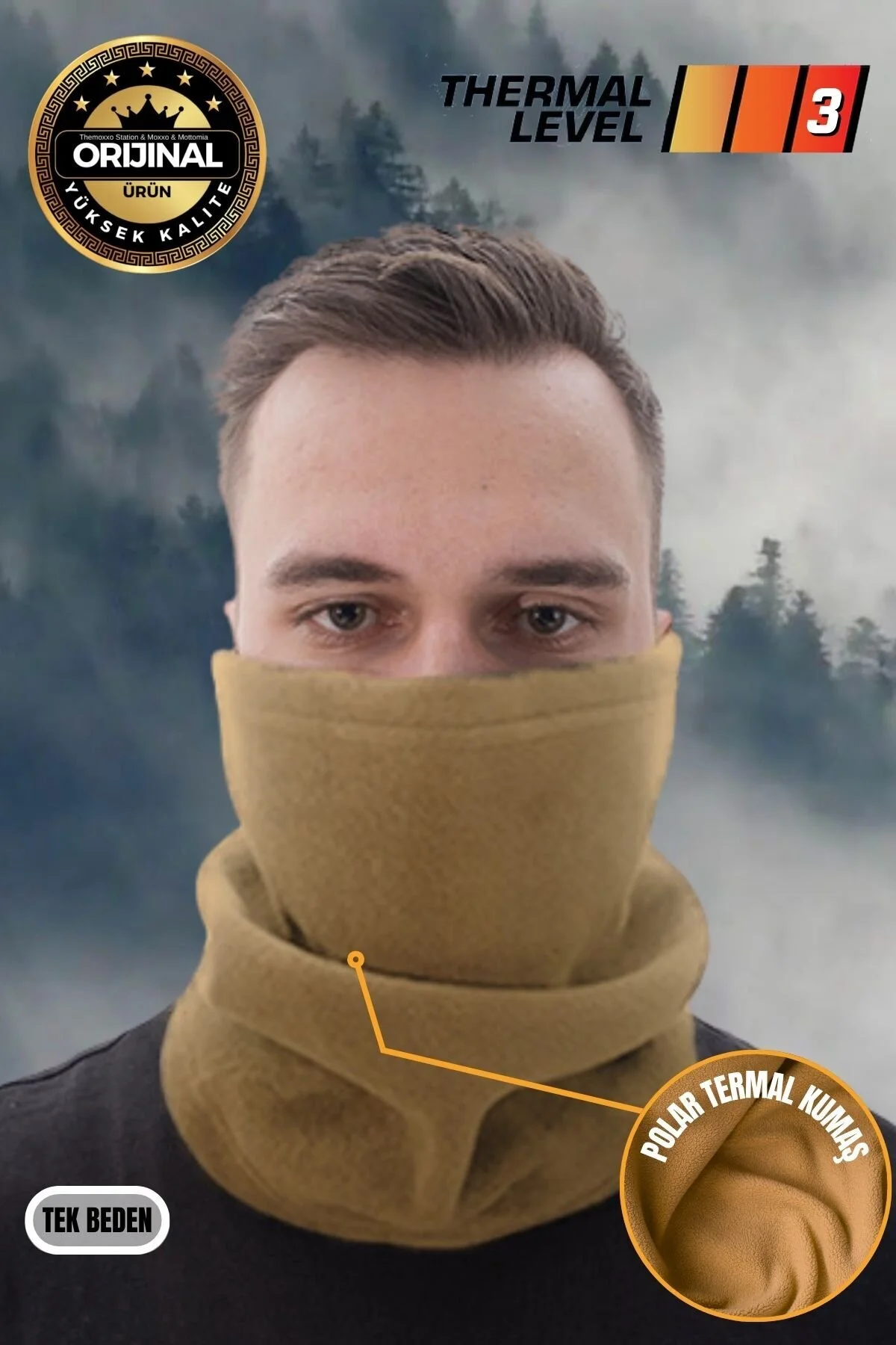 Kum Renk Polar Boyunluk - Kışlık Motorcu Rüzgar Önleyici