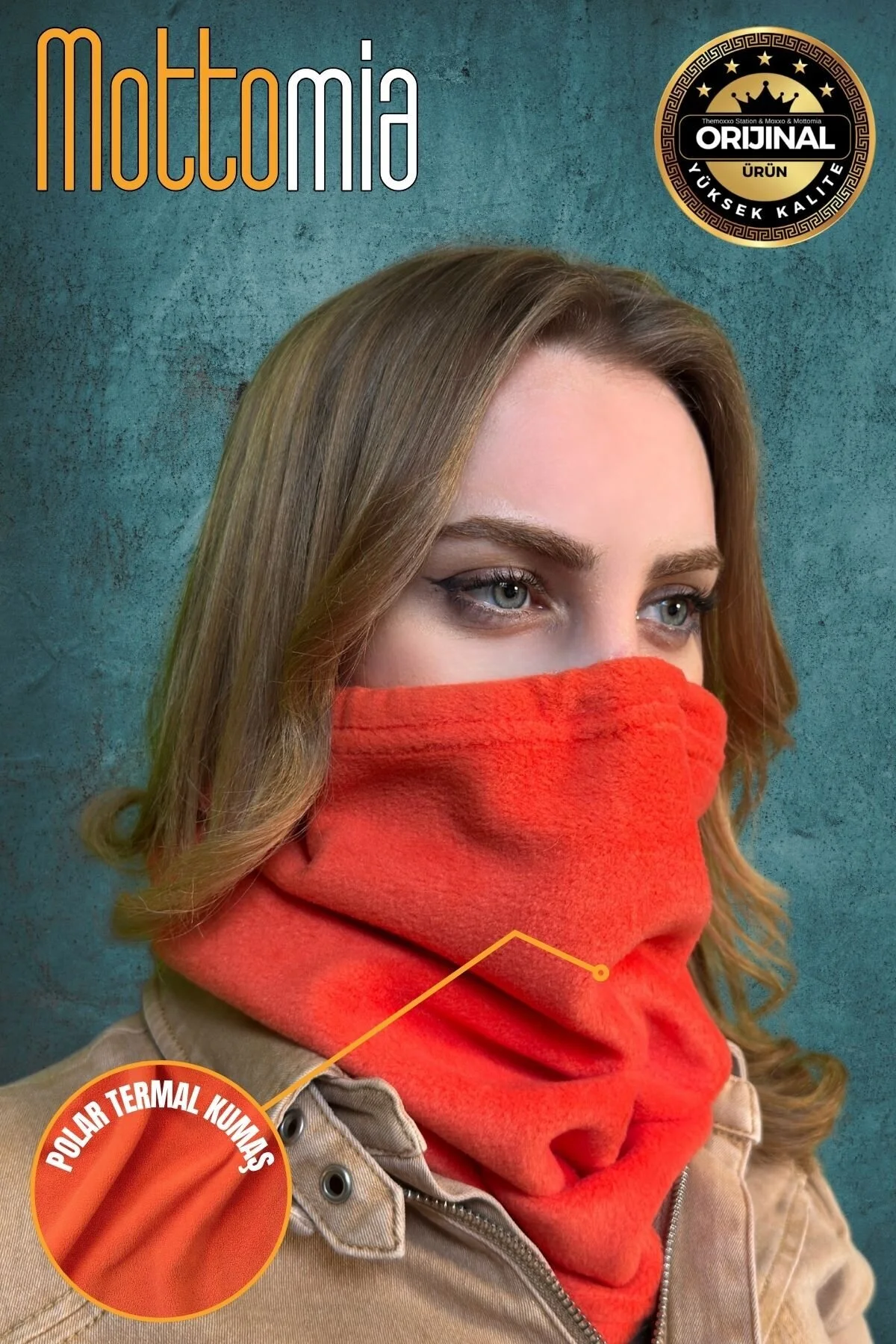 Nar Çiçeği Rengi Polar Boyunluk - Kışlık Motorcu Rüzgar Önleyici - Görsel 3