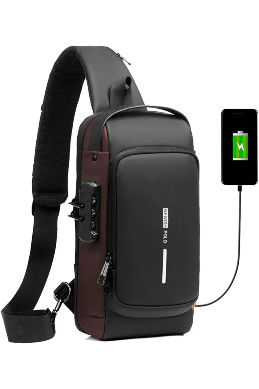 Enoy Usb Şarj Portlu Ve Kilitli Şık Omuz, Göğüs Çantası